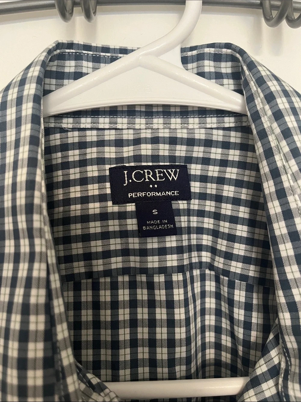 J. Crew Men's Navy and White Gingham Dress Shirt